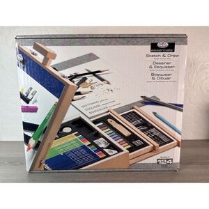 Royal Langnickel Essentials Sketch & Draw 124pc Easel Artist Set REA6250-3T NEW